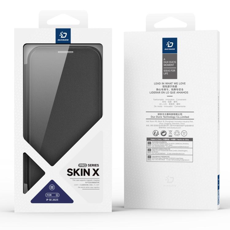 For iPhone 16e DUX DUCIS Skin X Pro Series MagSafe Ring Holder Leather Phone Case(Black) - iPhone 16e Cases by DUX DUCIS | Online Shopping UK | buy2fix