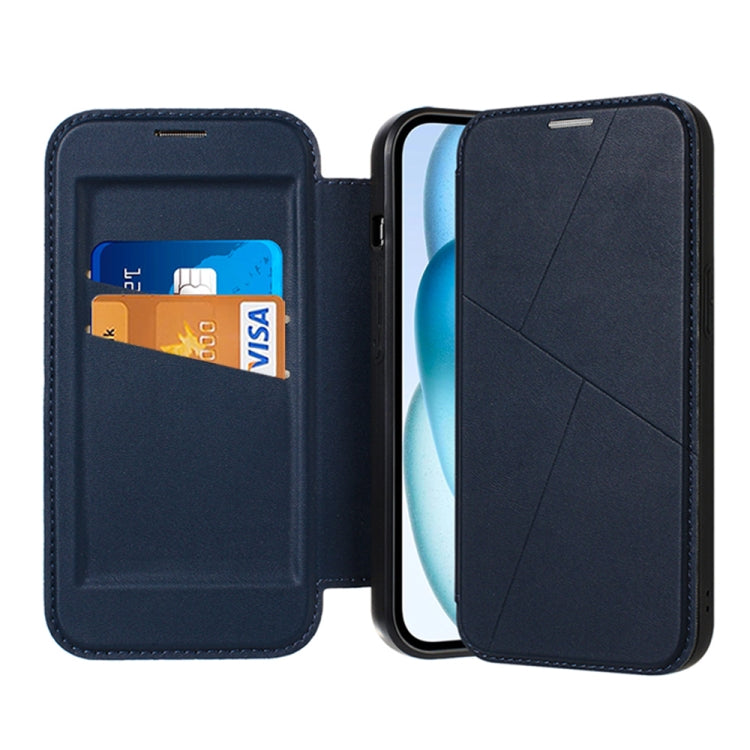 For iPhone 14 Pro Max Magnetic Armor Series RFID Card Slots Leather Phone Case(Blue) - iPhone 14 Pro Max Cases by buy2fix | Online Shopping UK | buy2fix