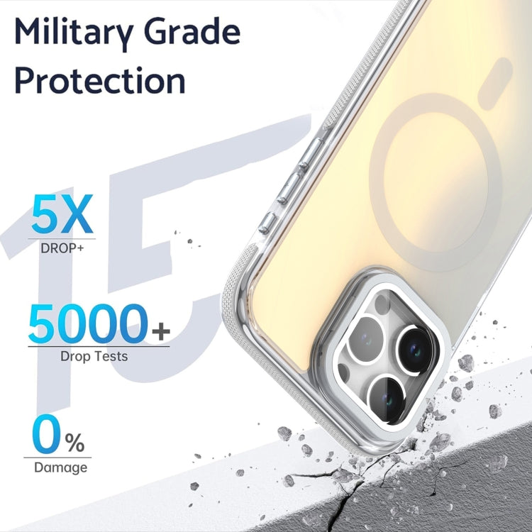 For iPhone 14 Pro MagSafe Gradient Color Lens Film Phone Case with Lens Fold Holder(Black) - iPhone 14 Pro Cases by buy2fix | Online Shopping UK | buy2fix