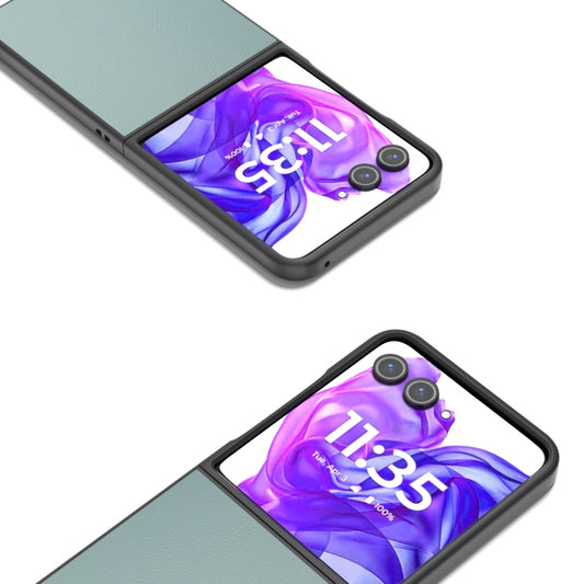 For Motorola Razr 50 Ultra PU Leather Black Frame Full Coverage Phone Case(Light Blue) by buy2fix