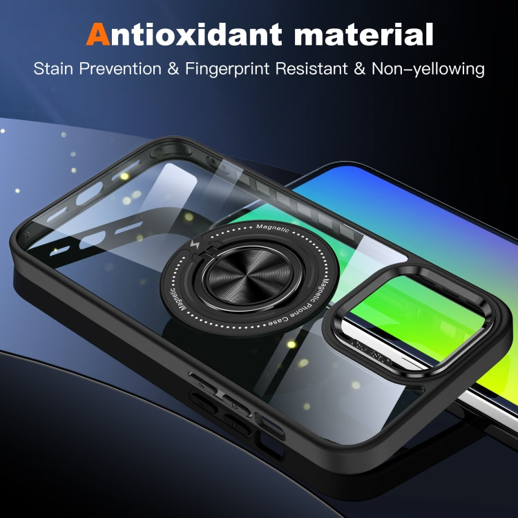 For iPhone 16 Pro Max Magnetic Rotating Ring Holder Phone Case(Black) by buy2fix