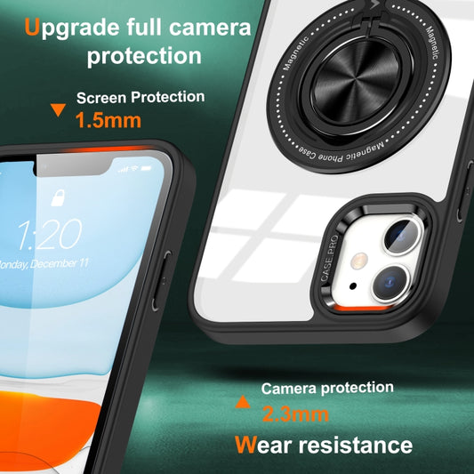 For iPhone 16 Plus Magnetic Rotating Ring Holder Phone Case(Black) by buy2fix