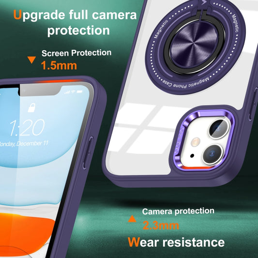 For iPhone 16 Plus Magnetic Rotating Ring Holder Phone Case(Dark Purple) by buy2fix