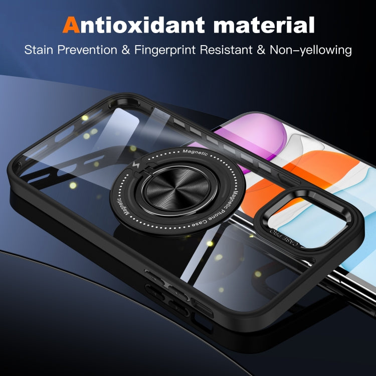 For iPhone 16 Magnetic Rotating Ring Holder Phone Case(Black) by buy2fix