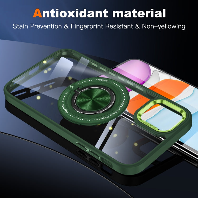 For iPhone 16 Magnetic Rotating Ring Holder Phone Case(Dark Green) by buy2fix