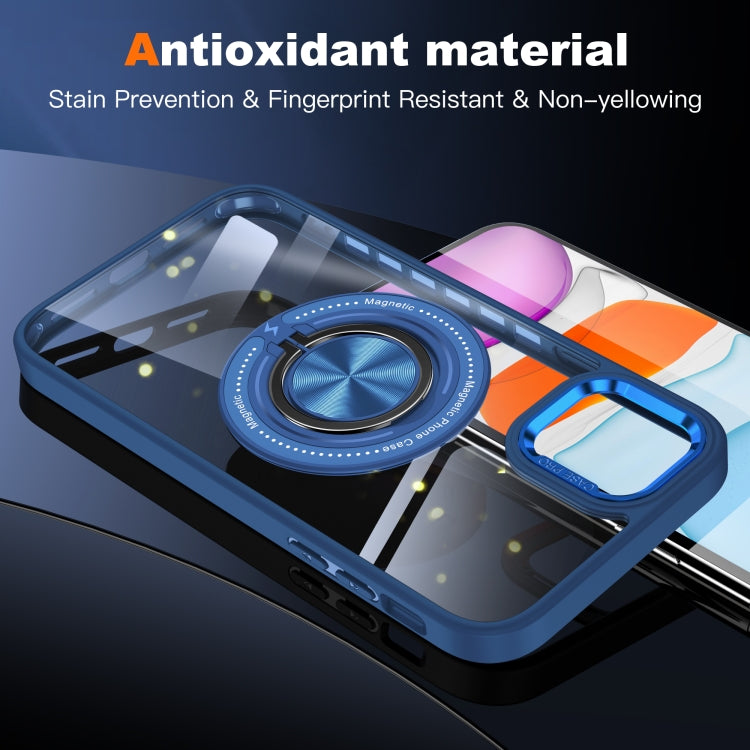 For iPhone 16 Magnetic Rotating Ring Holder Phone Case(Dark Blue) by buy2fix