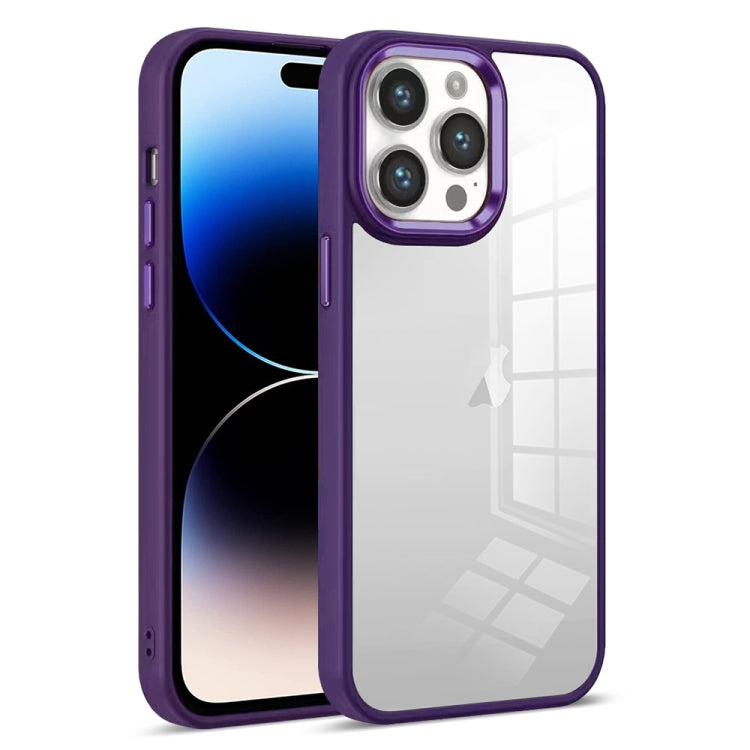 For iPhone 14 Pro Colorful Armor Transparent Phone Case(Purple) - iPhone 14 Pro Cases by buy2fix | Online Shopping UK | buy2fix