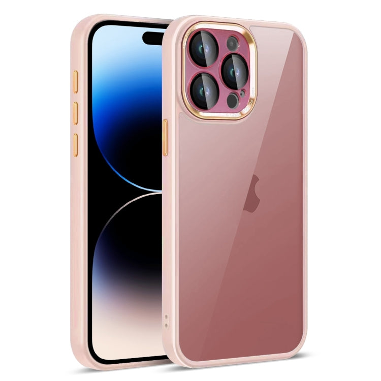 For iPhone 14 Pro Colorful Armor Lens Film Translucent Phone Case(Pink) - iPhone 14 Pro Cases by buy2fix | Online Shopping UK | buy2fix
