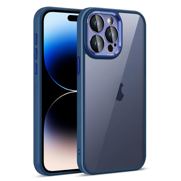 For iPhone 14 Pro Colorful Armor Lens Film Translucent Phone Case(Blue) - iPhone 14 Pro Cases by buy2fix | Online Shopping UK | buy2fix