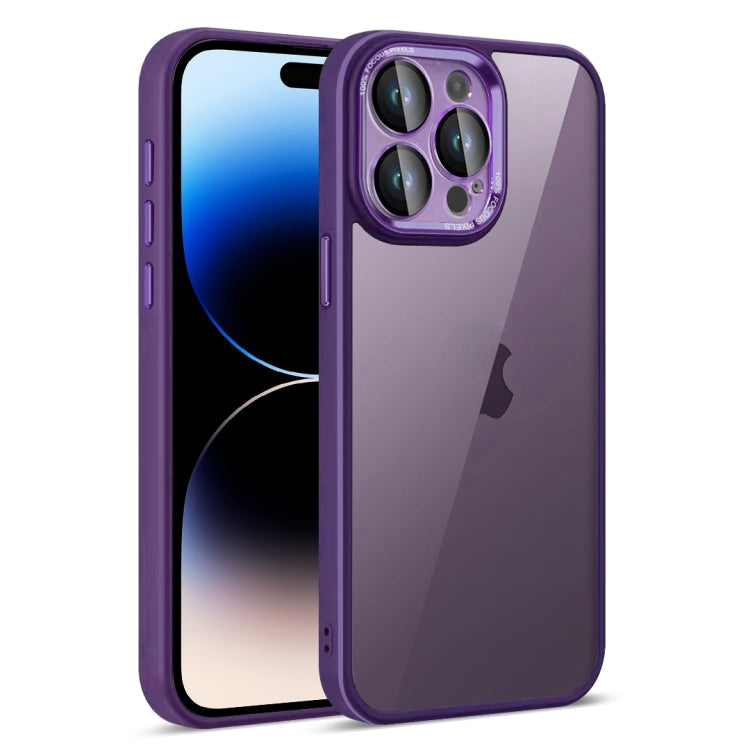 For iPhone 14 Pro Colorful Armor Lens Film Translucent Phone Case(Purple) - iPhone 14 Pro Cases by buy2fix | Online Shopping UK | buy2fix