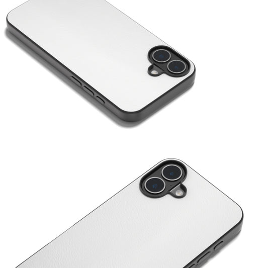 For iPhone 16 Plus PU Leather Black Frame Full Coverage Phone Case(White) by buy2fix