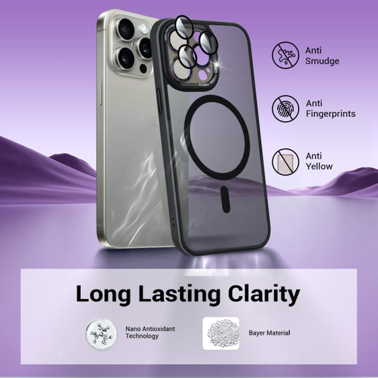 For iPhone 15 Pro Colorful Armor Lens Film Translucent Skin Feel MagSafe Phone Case(Purple) by buy2fix