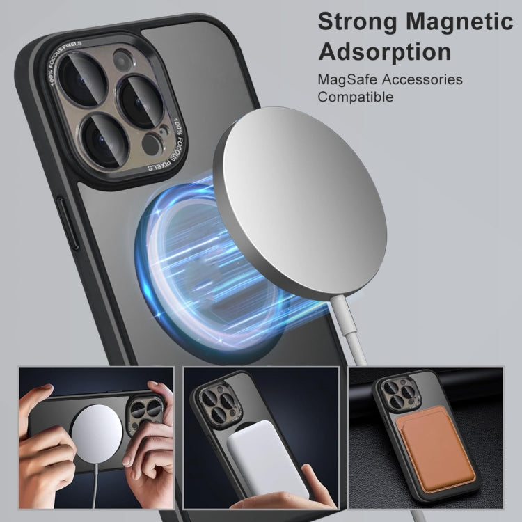 For iPhone 15 Colorful Armor Lens Film Translucent Skin Feel MagSafe Phone Case(Black) - iPhone 15 Cases by buy2fix | Online Shopping UK | buy2fix