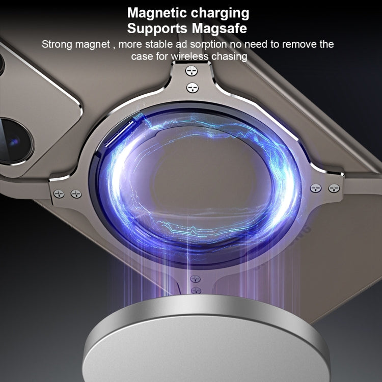 For Samsung Galaxy S24 5G Mechanical Arm Borderless MagSafe Holder Metal Phone Case(Purple Silver) - Galaxy S24 5G Cases by buy2fix | Online Shopping UK | buy2fix