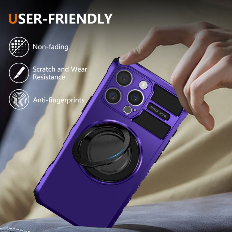 For iPhone 16 Pro Rotating Magnetic Holder Phone Case(Purple) by buy2fix