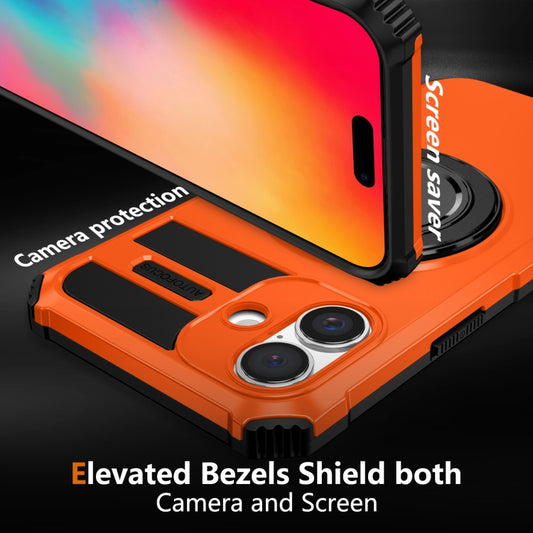 For iPhone 16 Plus Rotating Magnetic Holder Phone Case(Orange) by buy2fix