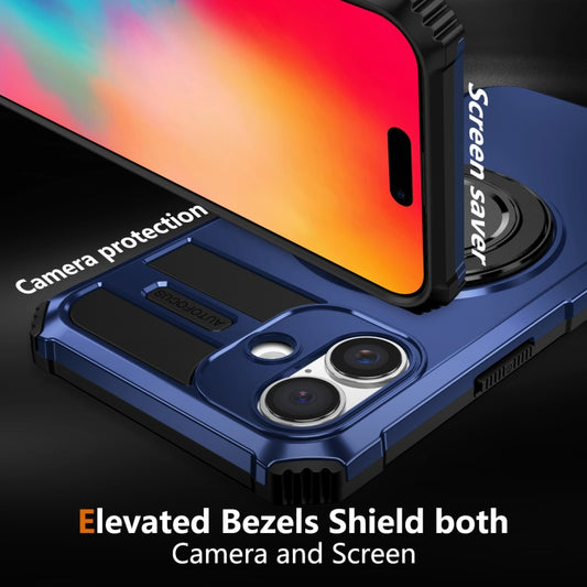 For iPhone 16 Rotating Magnetic Holder Phone Case(Royal Blue) - iPhone 16 Cases by buy2fix | Online Shopping UK | buy2fix