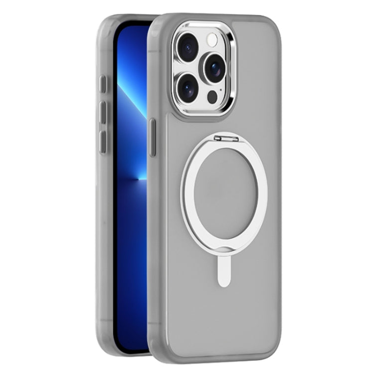 For iPhone 13 Pro Max Skin Feel Frosted MagSafe Magnetic Rotating Holder Phone Case(Light Grey) - iPhone 13 Pro Max Cases by buy2fix | Online Shopping UK | buy2fix