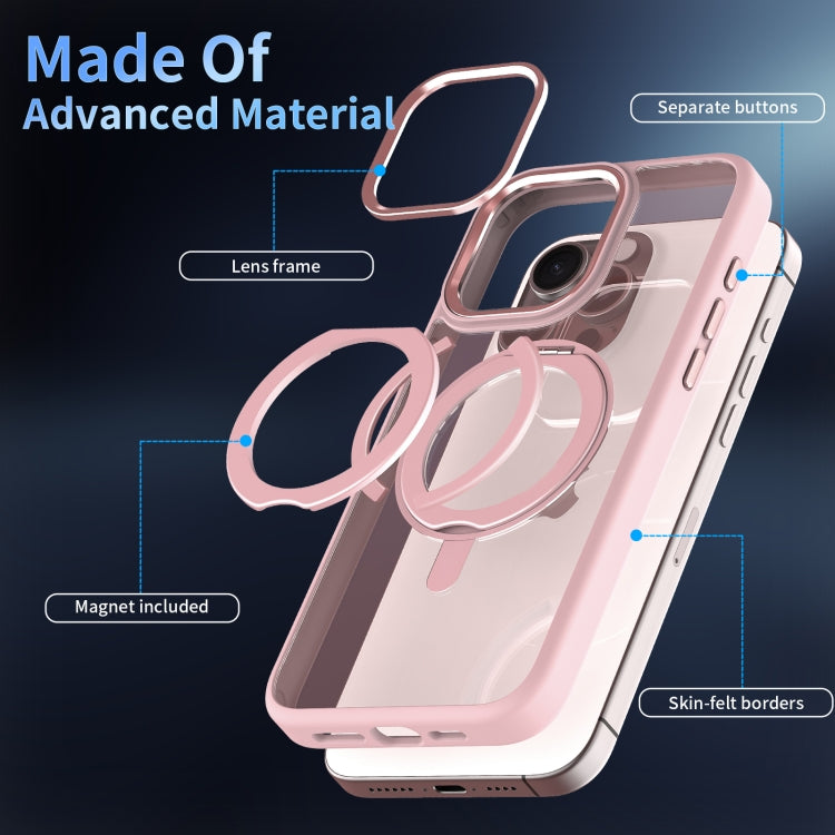 For iPhone 15 Pro Transparent MagSafe Magnetic Rotating Holder Phone Case(Light Blue) - iPhone 15 Pro Cases by buy2fix | Online Shopping UK | buy2fix