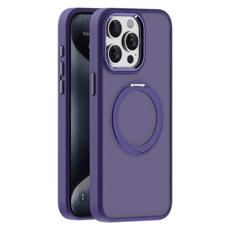For iPhone 15 Pro Skin Feel Frosted MagSafe Magnetic Holder Phone Case(Purple) - iPhone 15 Pro Cases by buy2fix | Online Shopping UK | buy2fix