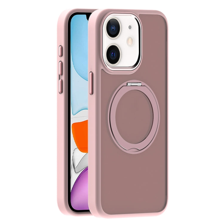 For iPhone 11 Skin Feel Frosted MagSafe Magnetic Holder Phone Case(Pink) - iPhone 11 Cases by buy2fix | Online Shopping UK | buy2fix