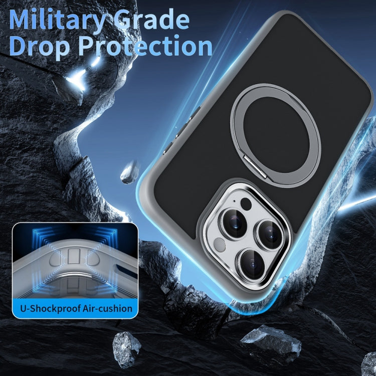 For iPhone 14 Pro Skin Feel Frosted MagSafe Magnetic Holder Phone Case(Dark Grey) - iPhone 14 Pro Cases by buy2fix | Online Shopping UK | buy2fix