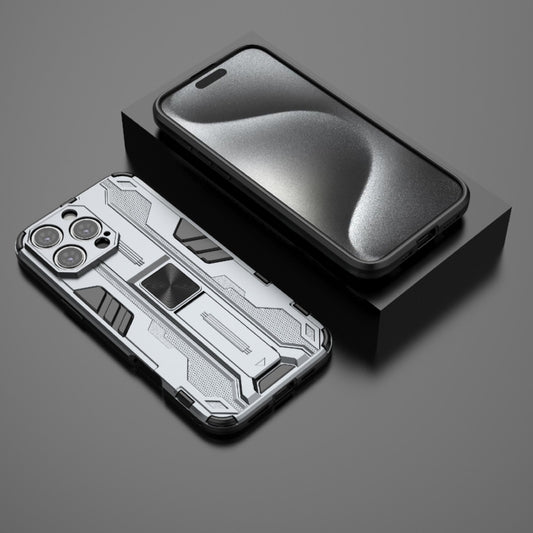 For iPhone 16 Pro Max Supersonic PC + TPU Holder Phone Case(Grey) by buy2fix