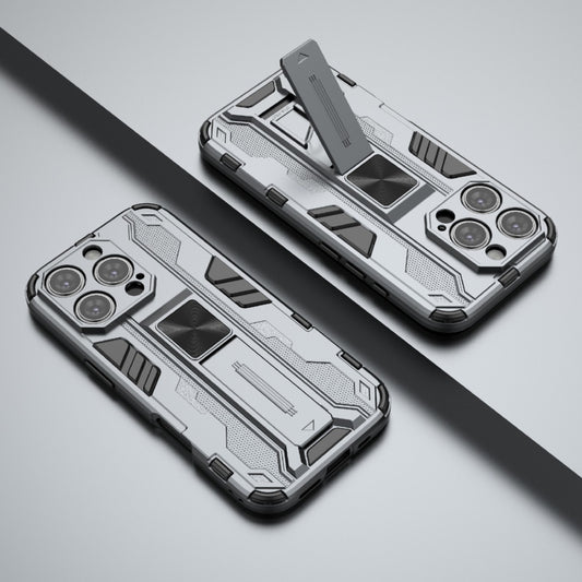 For iPhone 16 Pro Supersonic PC + TPU Holder Phone Case(Grey) by buy2fix