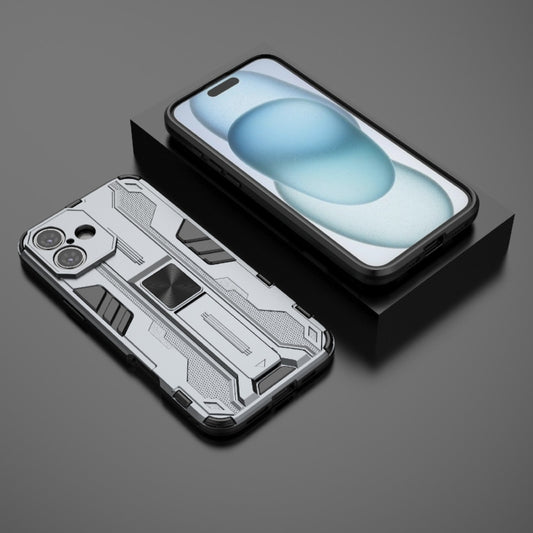 For iPhone 16 Plus Supersonic PC + TPU Holder Phone Case(Grey) by buy2fix