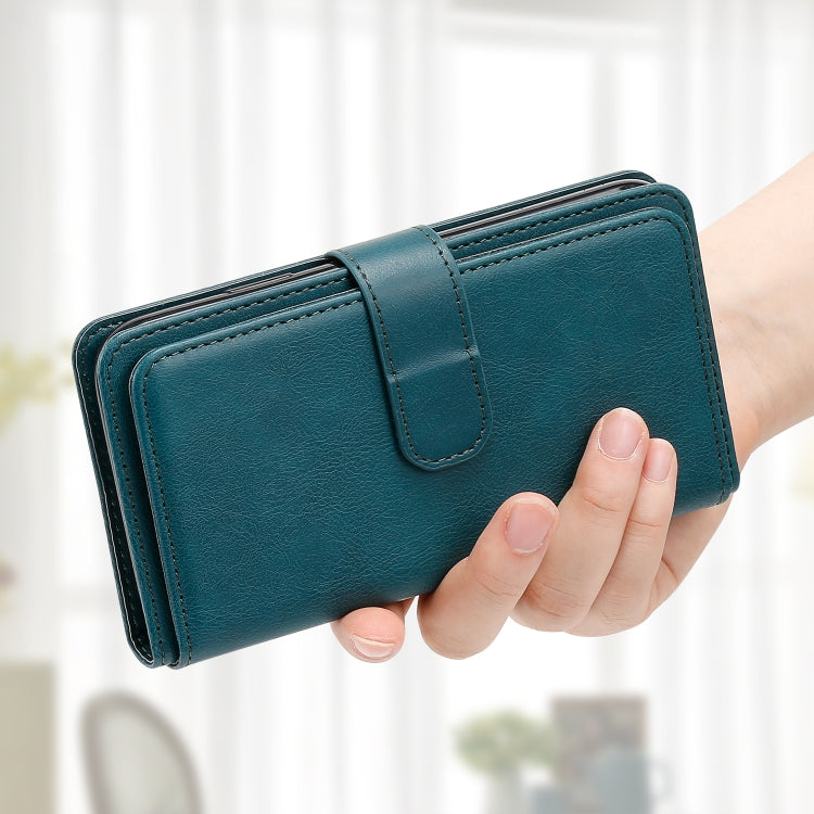 For iPhone 16e Multi-Function Wallet 10 Card Slots Leather Phone Case(Dark Green) - iPhone 16e Cases by buy2fix | Online Shopping UK | buy2fix