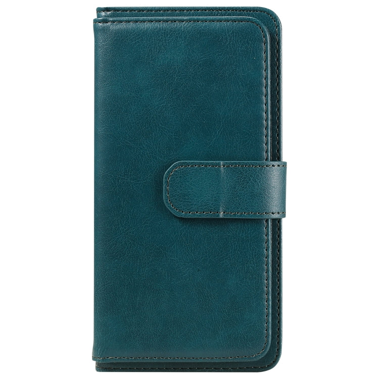 For iPhone 16e Multi-Function Wallet 10 Card Slots Leather Phone Case(Dark Green) - iPhone 16e Cases by buy2fix | Online Shopping UK | buy2fix