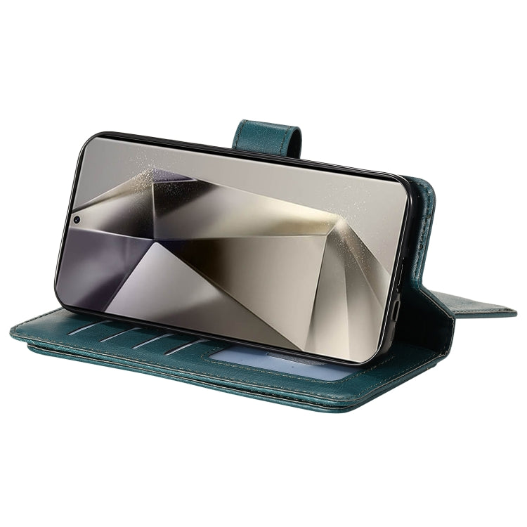 For Samsung Galaxy S25 Ultra 5G Multi-Function Wallet 10 Card Slots Leather Phone Case(Dark Green) by buy2fix
