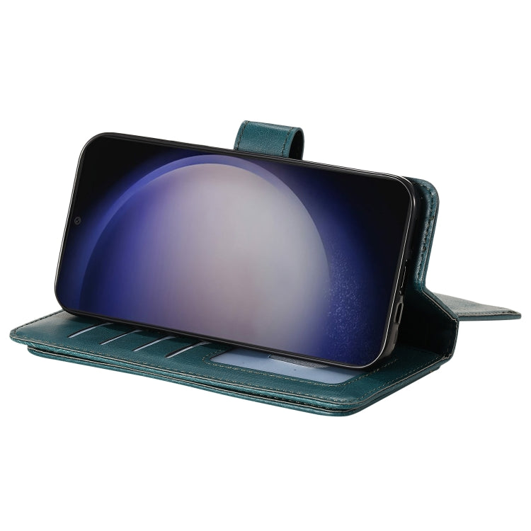 For Samsung Galaxy S25 / S24 5G Multi-Function Wallet 10 Card Slots Leather Phone Case(Dark Green) by buy2fix