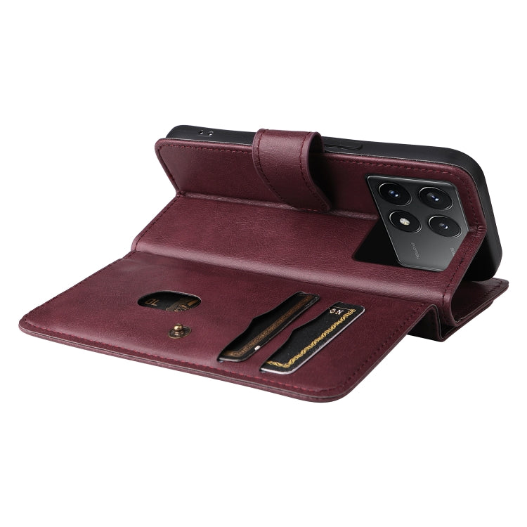 For Redmi K70 Multi-Function Wallet 10 Card Slots Leather Phone Case(Claret) - Xiaomi Cases by buy2fix | Online Shopping UK | buy2fix