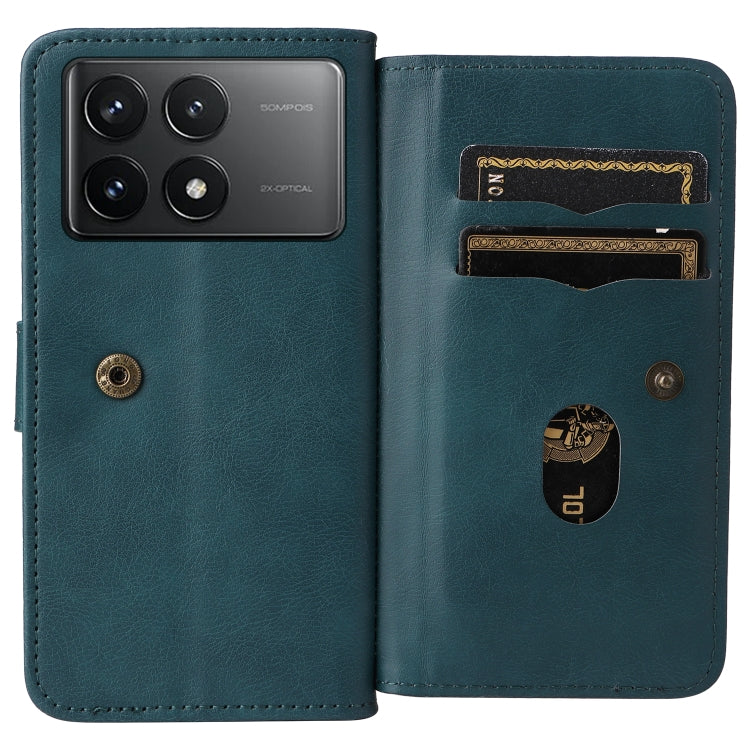 For Redmi K70 Multi-Function Wallet 10 Card Slots Leather Phone Case(Dark Green) - Xiaomi Cases by buy2fix | Online Shopping UK | buy2fix