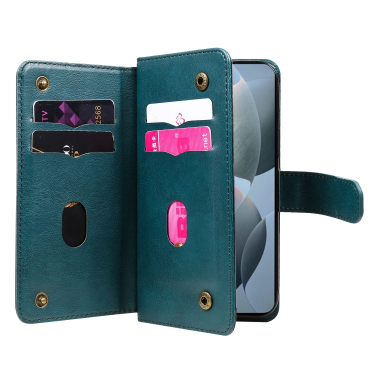 For Redmi K70 Multi-Function Wallet 10 Card Slots Leather Phone Case(Dark Green) - Xiaomi Cases by buy2fix | Online Shopping UK | buy2fix