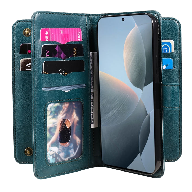 For Redmi K70 Multi-Function Wallet 10 Card Slots Leather Phone Case(Dark Green) - Xiaomi Cases by buy2fix | Online Shopping UK | buy2fix