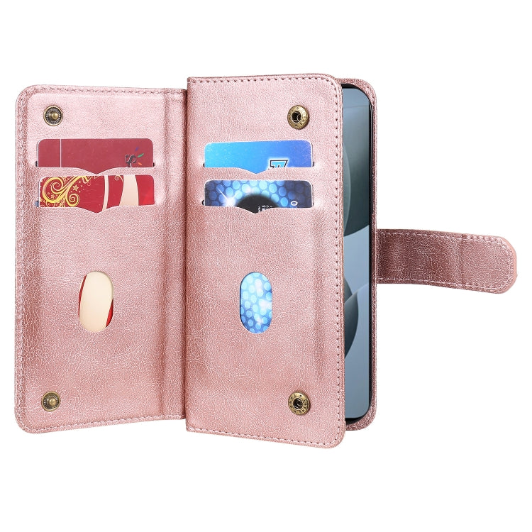 For Redmi K70 Multi-Function Wallet 10 Card Slots Leather Phone Case(Rose Gold) - Xiaomi Cases by buy2fix | Online Shopping UK | buy2fix