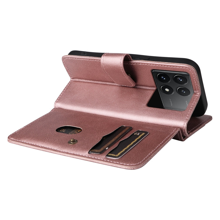 For Redmi K70 Multi-Function Wallet 10 Card Slots Leather Phone Case(Rose Gold) - Xiaomi Cases by buy2fix | Online Shopping UK | buy2fix