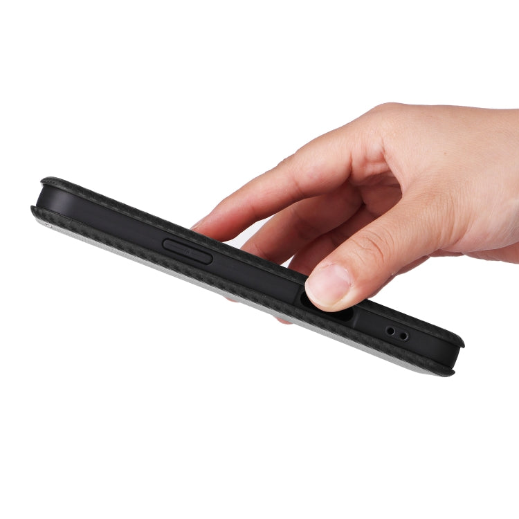 For iPhone 16 Plus Carbon Fiber Texture Flip Leather Phone Case(Black) by buy2fix