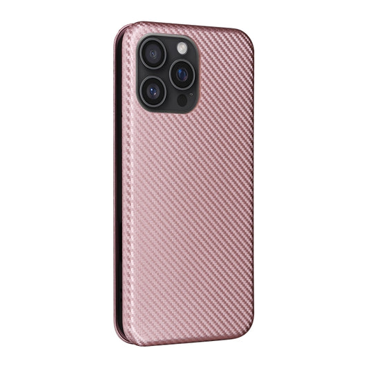 For iPhone 16 Pro Carbon Fiber Texture Flip Leather Phone Case(Pink) by buy2fix