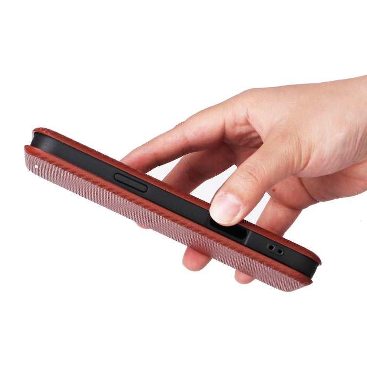 For iPhone 16 Pro Max Carbon Fiber Texture Flip Leather Phone Case(Brown) by buy2fix