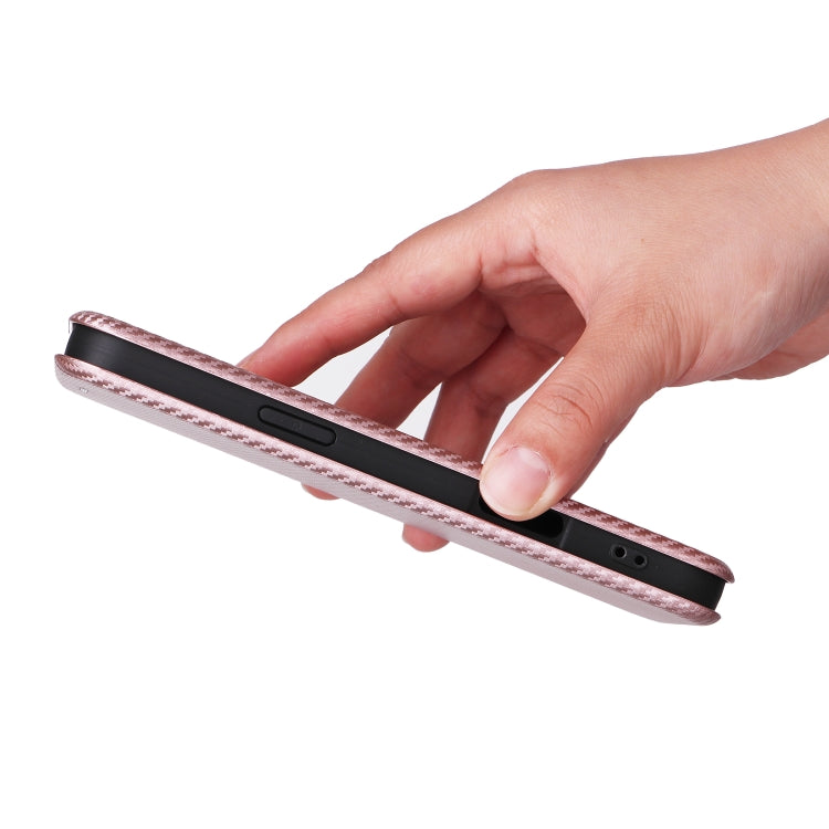 For iPhone 16 Pro Max Carbon Fiber Texture Flip Leather Phone Case(Pink) by buy2fix