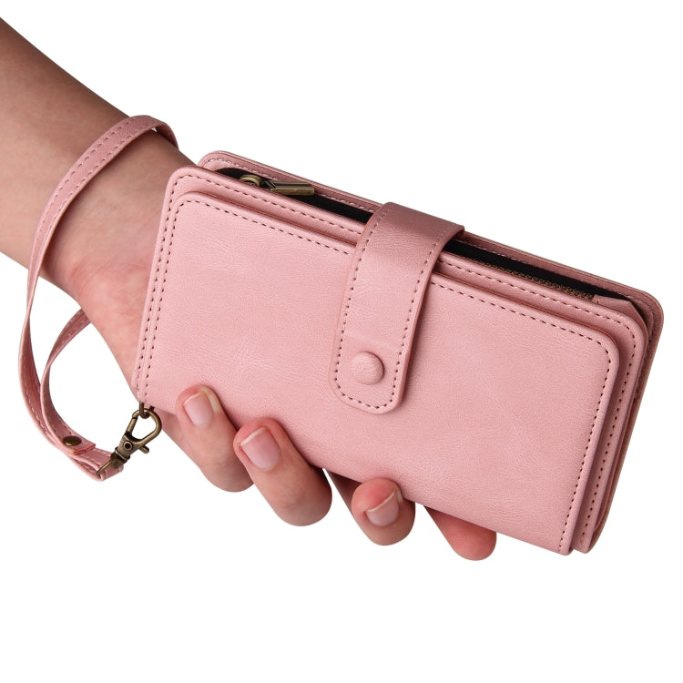 For iPhone 16e Skin Feel Multi Card Slots Zipper Wallet Leather Phone Case(Pink) by buy2fix