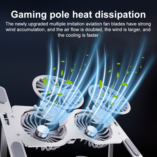 R- JUST HZ45 Aluminum Alloy Laptop Dual-core Cooling Stand(Silver) by R-JUST