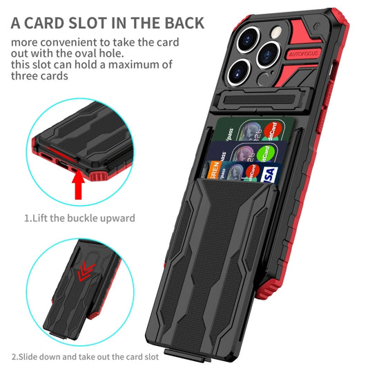 For iPhone 15 Pro Kickstand Armor Card Wallet Phone Case(Red) by buy2fix