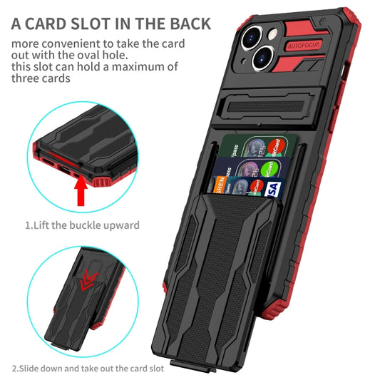 For iPhone 15 Kickstand Armor Card Wallet Phone Case(Red) by buy2fix
