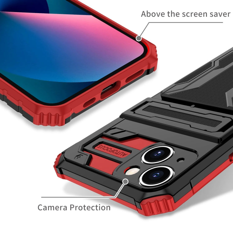 For iPhone 15 Kickstand Armor Card Wallet Phone Case(Red) - iPhone 15 Cases by buy2fix | Online Shopping UK | buy2fix