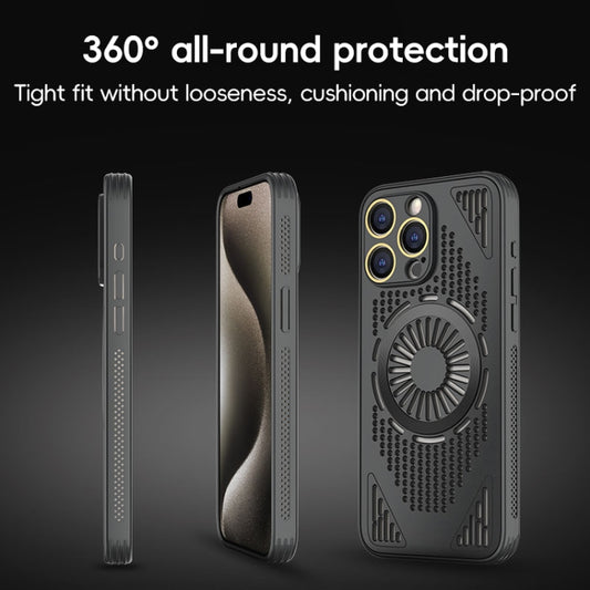 For iPhone 15 Hollow Cooling MagSafe Shockproof Phone Case(Black) by buy2fix