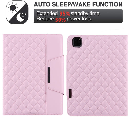 For iPad Pro 11 2025 / 2024 Checkered Hardware Buckle Leather Smart Tablet Case(Pink) by buy2fix